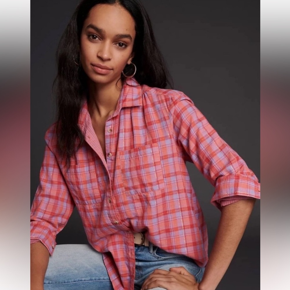 Anthro/Seen Worn Kept Plaid Button-Down Shirt